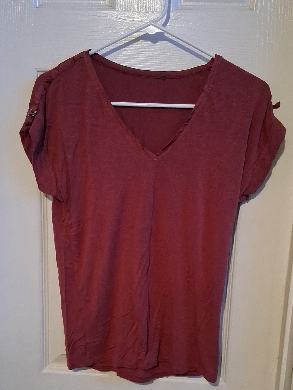 Women's V-Neck Short Sleeve Top - Rose